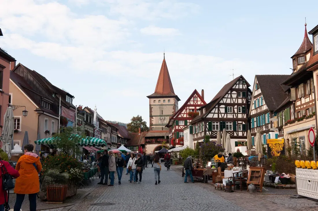 People waking on the steer in Strasbourg.